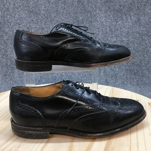 Bostonian Shoes Mens 9.5 D First Flex Wingtip Oxford Black Leather Lace Up - Picture 1 of 20