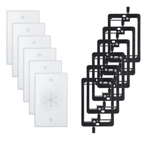 1-Gang Cable Pass Through Wall Plate Round Silicone with Mounting Bracket 6-Pack - Picture 1 of 11