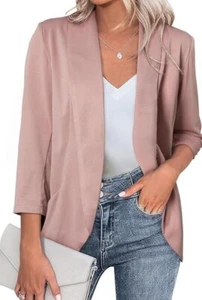 Happy Sailed Womens 3/4 Sleeve Blazers Lightweight Open Front Cardigan Jacket M - Picture 1 of 10