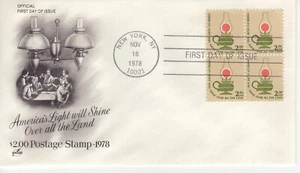 1978 FDC, #1611, $2 Americana Series, Artcraft BLK of 4 UA  $1 over FV - Picture 1 of 1