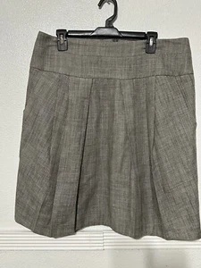 BRUNELLO CUCINELLI Gunex Linen Blend Pleat Skirt Pockets Sz 12 Knee Length Italy - Picture 1 of 7