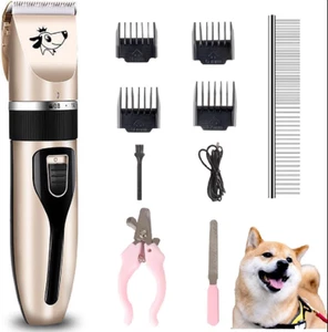 Dog Cat Pet Electric Hair Clipper Trimmer Grooming Kit Rechargeable Cordless - Picture 1 of 8