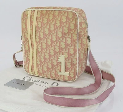 Auth CHRISTIAN DIOR Pink Trotter Canvas Shoulder Crossbody Bag Purse #60563 - Image 1 of 4