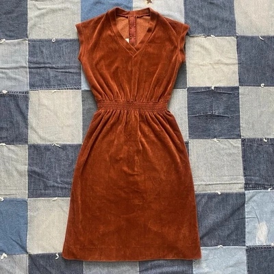 vtg 70s toni todd dress velvet rust copper color size M - Image 1 of 4