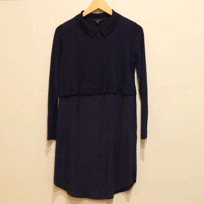 COS sweater dress tunic navy blue wool silk long sleeve S flaw office fall minim - Image 1 of 4