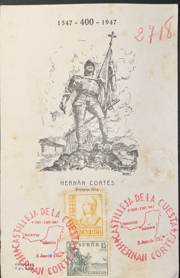 Tarjeta primer día HERNÁN CORTES matasellos especial CASTILLEJA DE LA CUESTA - Imagen 1 de 1