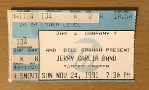 1991 JERRY GARCIA BAND MINNEAPOLIS MN 11/24 BIGLIETTO CONCERTO STUB GRATEFUL DEAD - Foto 1 di 2