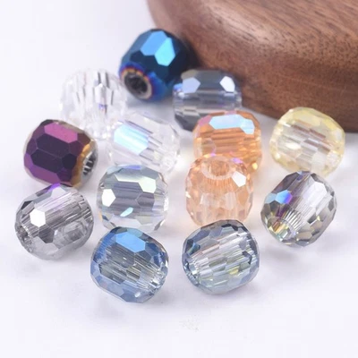 10pcs Cylinder Round 8mm 10mm 12mm 14mm Crystal Glass Faceted Loose Beads Lot - Image 1 of 4