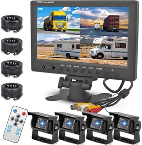 4 X Rückfahrkamera RÜCKFAHRSYSTEM MIT 9 Zoll Split Monitor Für KFW LKW 12V 24V - Bild 1 von 7