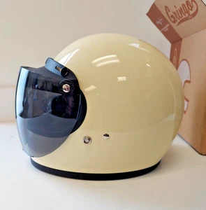 Casco de motocicleta Biltwell Gringo S blanco brillante vintage con escudo abatible ZIR - Imagen 1 de 7