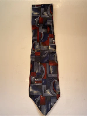 Barrington Men's 100% Imported Silk Necktie Tie Abstract Multicolor Made in USA Foto 1 de 3