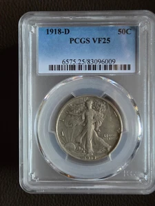 1918 D Walking Liberty Half Dollar PCGS VF25 - Picture 1 of 3
