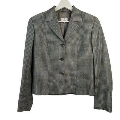 Chaqueta Blazer Zanella Talla 6 Mezcla Lana Seda Gris Cuello Tres Botones Italia Foto 1 de 4