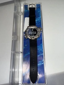 RETRO COCA COLA BEACH THEMED WATCH W/LEATHER BAND (200a) - Picture 1 of 2