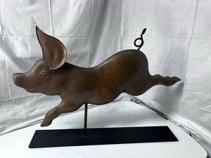 Vintage Large PIG FLYING 3D COPPER weathervane Cottage shed Farmhouse Barn Decor - Picture 1 of 15