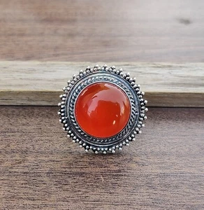 Carnelian Gemstone Spinner Ring 925 Sterling Silver Handmade Silver Jewelry - Picture 1 of 12