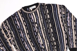 Vintage St Croix Sweater 3D Knit Coogi Style Geometric 90s Large USA - Picture 1 of 8