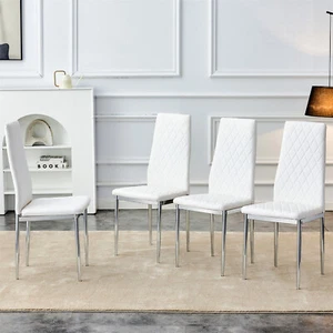 Set of 4/6 Dining Chairs PU Leather Kitchen Dining Room Chair with Metal Legs - Picture 1 of 96
