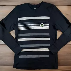 VOLCOM Maglione Uomo Grande Nero Grigio Righe Waffle Maglia Pullover Camicia Termica - Foto 1 di 7