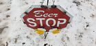 Beer STOP metal sign with 2 beer mugs-rutic- times to have a good time man cave!
