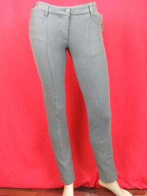 NWT CHANEL P45450 GRAY KNIT WEIVED COTTON BUTTONS LOGO JEANS PANTS 34-F ITALY - Image 1 of 4