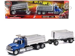 FREIGHTLINER 114SD TWIN DUMP TRUCK BLUE 1/32 DIECAST MODEL BY NEW RAY 10973 - Picture 1 of 1