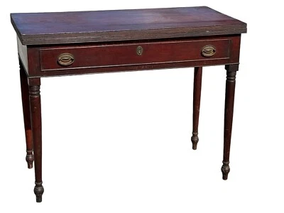 Sheraton Antigua Cereza Tarjeta Consola Mesa de Juego Superficie Antigua 1820 Hall Stand Foto 1 de 4