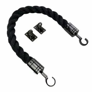 Cuerda de barrera grapada negra de 24 mm x 3 m c/w gancho y ojales de metal negro para pistola - Imagen 1 de 1