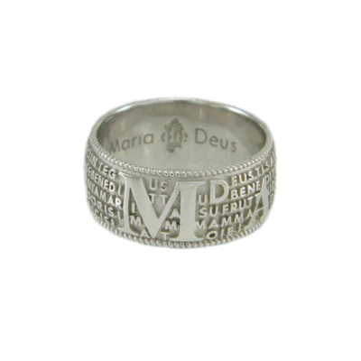 Anello fede con preghiera Ave Maria in sardo Maria de Deus in argento - Immagine 1 di 4