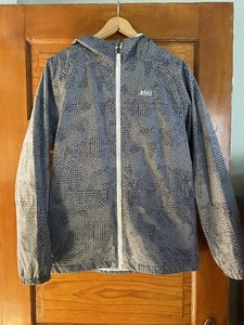 REI Boys Gray Print Rain Jacket | Size 18 (18 Years) - Picture 1 of 9