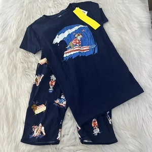 Old Navy girls XL 12 pajama set patriotic dog USA short sleeve NWT - Picture 1 of 12