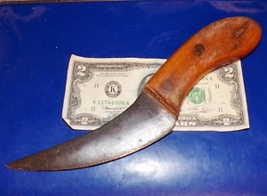 Vintage Unbranded Wood Handled 3/4 Tang Skinning Knife w/5" Curved Blade - Picture 1 of 6