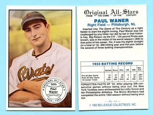 1933 Original All-Stars # 25 Paul Waner -- Pittsburgh Pirates - Picture 1 of 1