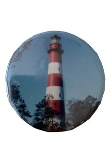 Faro magnético con botones en Assateague Virginia 2 2/2"" recuerdo redondo multicolor - Imagen 1 de 2