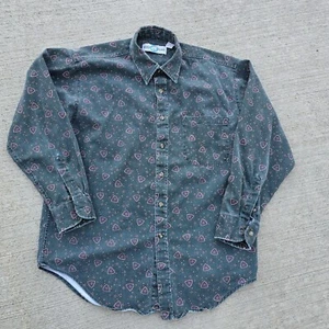 Vintage World Island Shirt Men Medium Purple Green Paisley USA Made Button Down - Picture 1 of 8