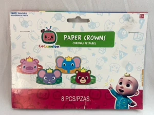 Cocomelon Birthday Party Cardboard Paper Crowns 8 Pack Paper Kids - Picture 1 of 2