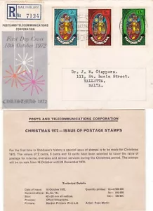 Rhodesia 1972 Christmas Registered First Day Cover to Valletta Malta - Picture 1 of 2