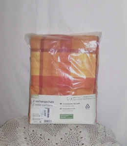 2 Vorhangschals mit Schlaufen 140 x 245, mehrfarbig kariert, Neu, TCM - Bild 1 von 2