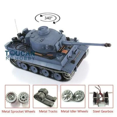 Henglong 1/16 7.0 German Tiger I RTR 3818 RC Tank Model Infrared BB Combat Smog - Image 1 of 4