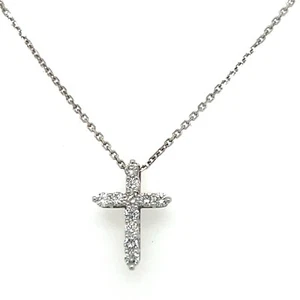 14 Karat Weißgold Kreuz Anhänger 0,29 Karat runde Diamanten - Bild 1 von 5