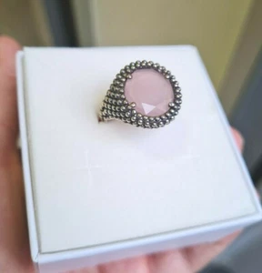 Anello pallinato in Argento925 Brunito con pietra idrotermale Rosa antic mis.reg - Foto 1 di 9