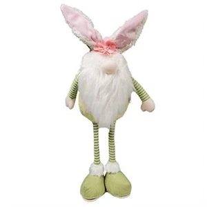 Green Floral Standing Easter Bunny Gnome Plush Figurine Rabbit 17 Inch New - Picture 1 of 2