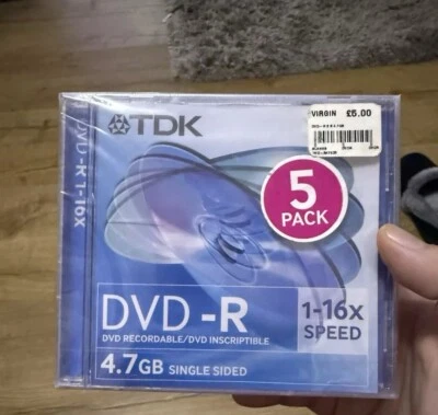 TDK DVD-R Recordable/Inscriptible - 4.7gb 1-16X -  5 Pack - New and Sealed - Image 1 of 2