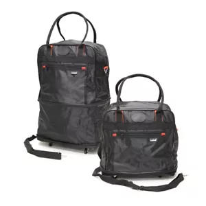 Bolso de Mano Expandible Negro/Azul Marino Suave Feria Comercial Convención Ruedas - Imagen 1 de 1