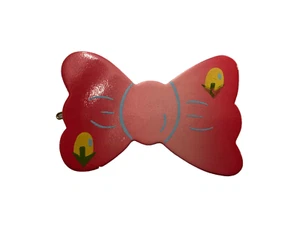 FERMAGLIO FIOCCO LEGNO VERNICIATO CAPELLI PINZE MOLLETTE VINTAGE ANNI 70-80 CM 7 - Picture 1 of 2