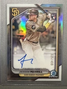2024 Bowman Chrome Jackson Merrill On-card Rookie Auto Refractor /499 Ungraded - Picture 1 of 11