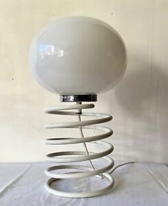 Paire LAMPES SPIRALES Piétement Ressort Métal Globe Plastique Style INGO  MAURER