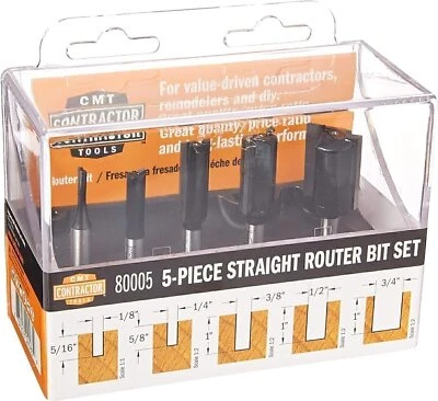 CMT 80005 5Piece Straight Router Bit Set 1/4" Shank - Image 1 of 2