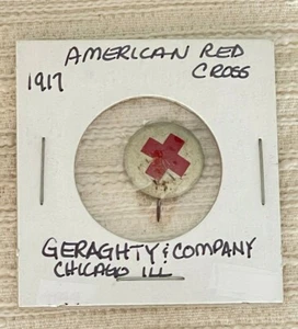 CRUZ ROJA AMERICANA (2) 1917 PIN BOTÓN ANTIGUO DE COLECCIÓN GERAGHTY CHICAGO - Imagen 1 de 4