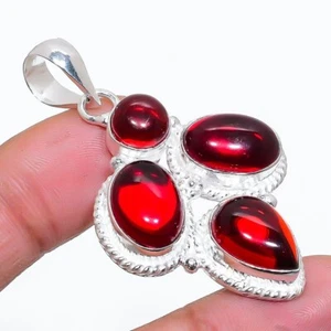 Red Carnelian Gemstone Handmade 925 Sterling Silver Jewelry Pendant Size 1.8" - Picture 1 of 1